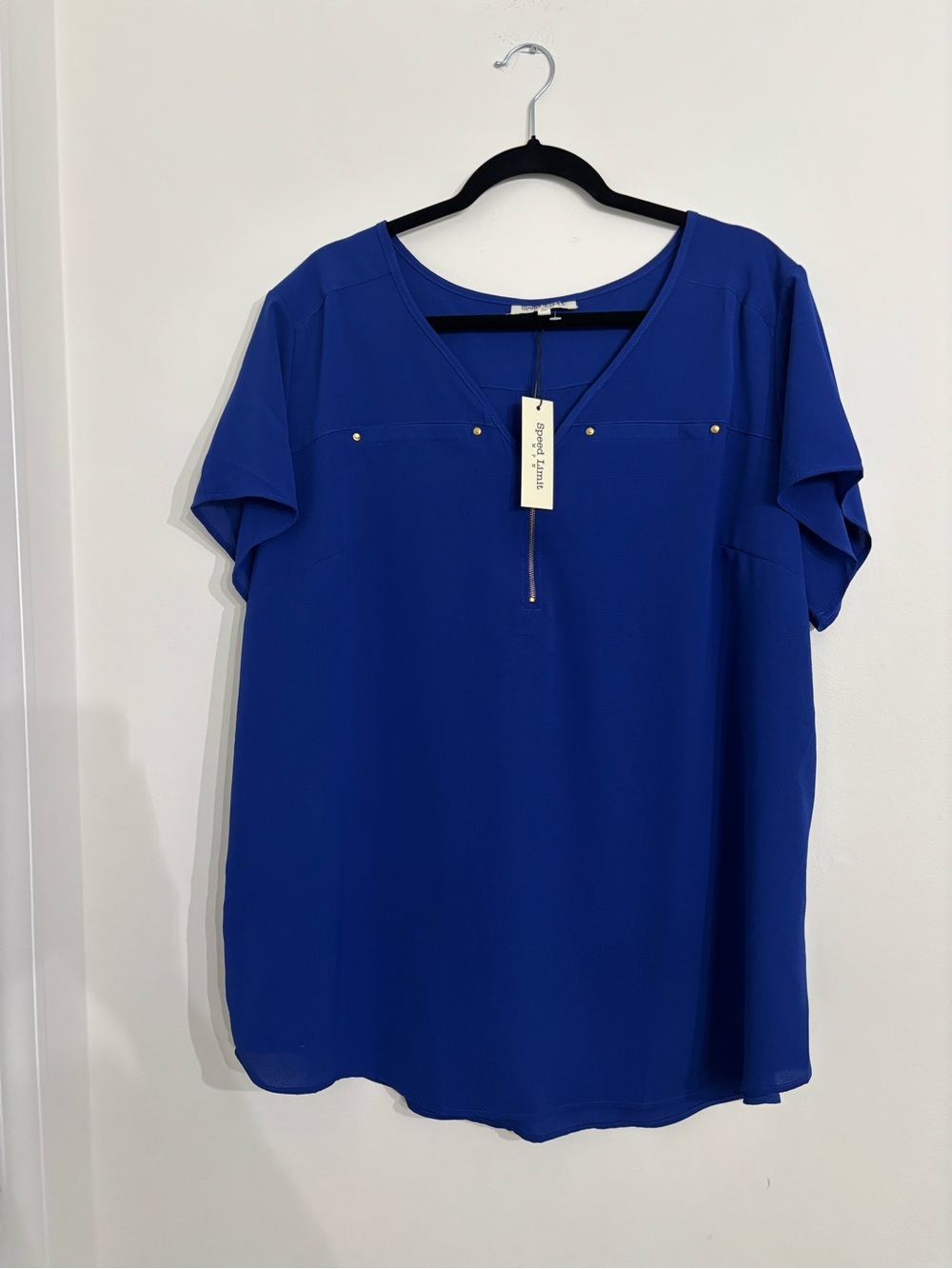 Essential V-Neck Short Sleeve Top - Royal Blue